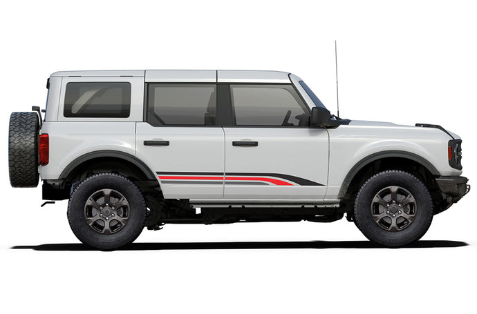 Door Triple Stripes Dark Retro Graphics decals for Ford bronco