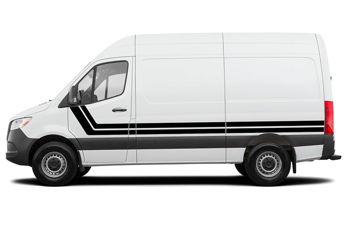 Double-Center- Stripes-Graphics- Vinyl-Decals- Compatible-with- Mercedes- Sprinter