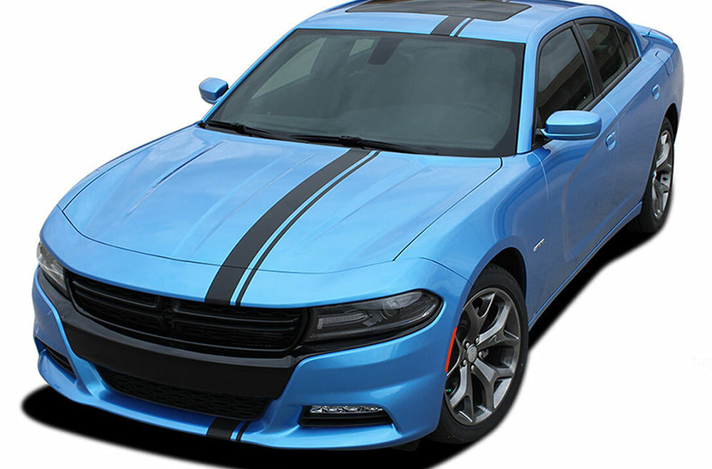 Double Racing Full Stripes Graphics Vinyl Decal Compatible with Dodge Charger