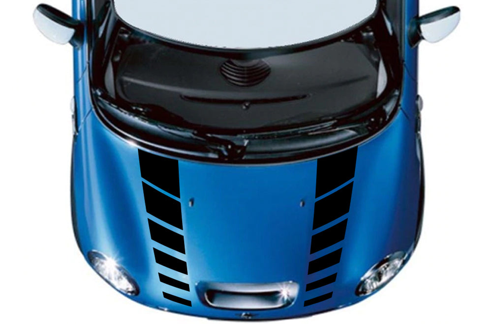 Dual Hash Hood Stripes Graphics Vinyl Decal Compatible with Mini Cooper