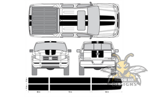 Honda Ridgeline rally stripes decals Full stripes Graphics vinyl