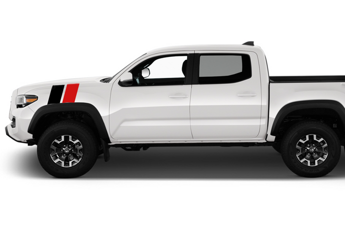 Fender Racing Dual retro vintage stripes (Black, Red) Compatible with Toyota Tacoma