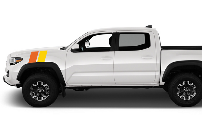 Fender Racing Dual retro vintage stripes (Orange, Yellow) Compatible with Toyota Tacoma