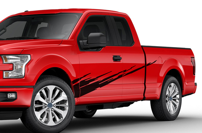 Fire Side Splash Graphics decals for Ford F150 Super Crew Cab 6.5''