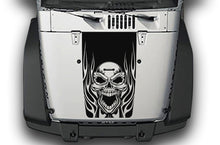 Load image into Gallery viewer, Fire Skull Hood Graphics Vinyl Decals Compatible with Jeep JK Wrangler 2007-2018