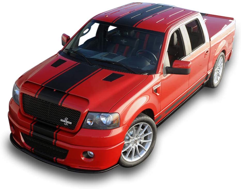 Front To Back Rally Stripes Graphics Vinyl Decals Compatible with Ford F150 Super Crew Cab 5.5''