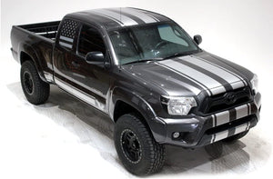 Full Racing Stripes Graphics Kit Vinyl Decal Compatible with Toyota Tacoma Double Cab