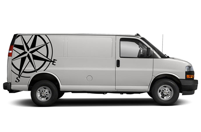 Half Compass Graphics Decals Compatible with Chevrolet Express