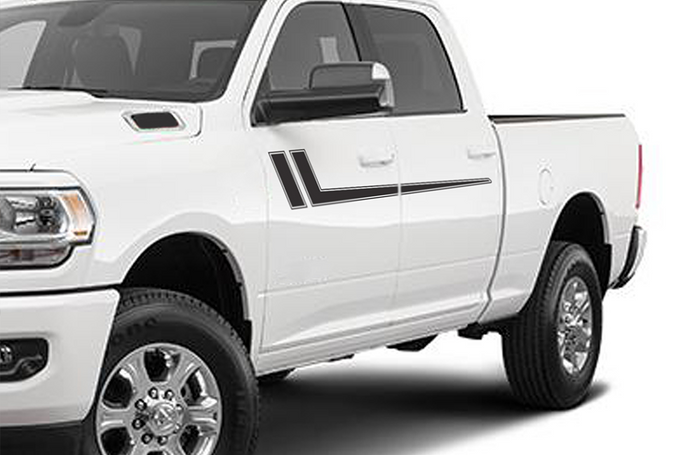 Hockey Stripes Graphics Vinyl Decal Compatible with Dodge Ram Crew Cab 3500 Bed 6'4”