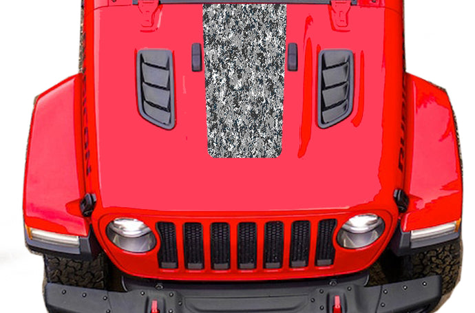 Jeep JT Gladiator Hood Gray Camouflage Graphics compatible with JT Gladiator