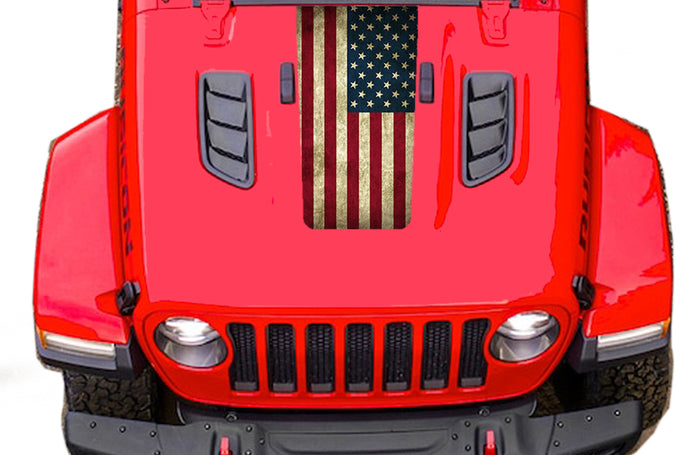 Jeep JT Gladiator Hood US Flag Graphics compatible with JT Gladiator