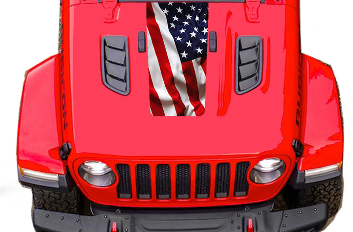 Jeep JT Gladiator Hood USA Flag Graphics compatible with JT Gladiator