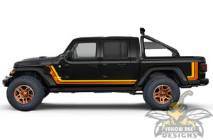 Retro Scrambler Graphics Decals For Jeep Gladiator 2020 Orange/Yellow