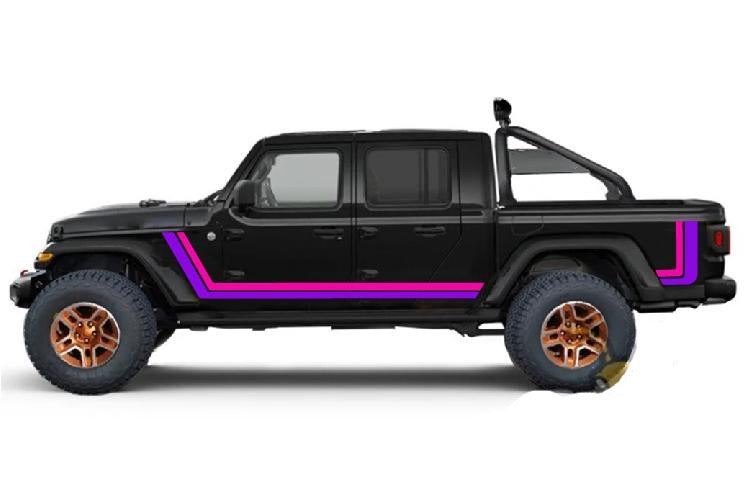 Retro Scrambler Graphics Decals For Jeep Gladiator 2020 Purple/Pink