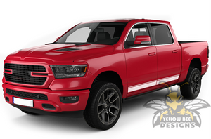 Lower Line Stripes Graphics Kit Vinyl Decal Compatible with Dodge Ram Crew Cab 1500, 2019,2020