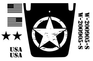 Military Star Kit Hood decals JL Wrangler Hood Graphics stickers