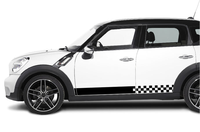 Mini Cooper Countryman Finishing Flag Stripes Graphics Vinyl Decal Compatible with Mini Cooper Countryman