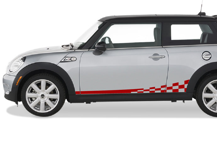 Mini Cooper Finishing Flag Stripes Graphics Vinyl Decal Compatible with Mini Cooper