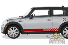 Load image into Gallery viewer, Mini Cooper Half Checkered Graphics mini cooper side stripes, decals 2019, 2020, 2021