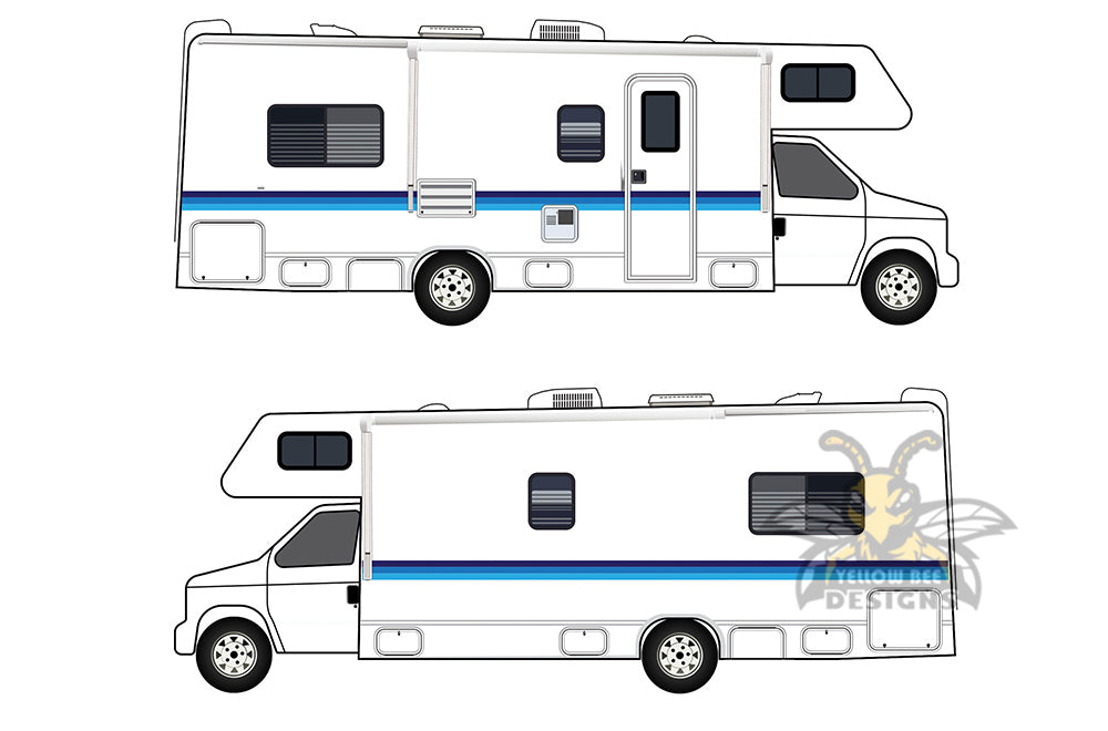 Blue Retro Decals For Motorhome RV, Trailer Caravan Decals
