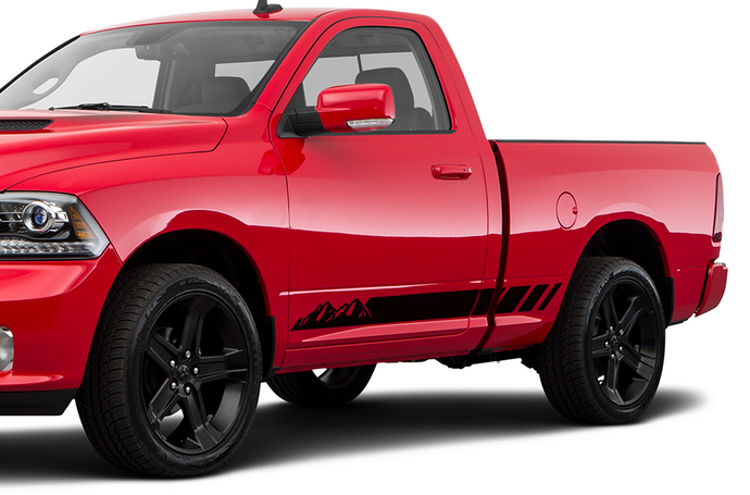 Mountain Side Stripes Graphics Vinyl Decals Compatible with Dodge Ram Regular Cab 1500
