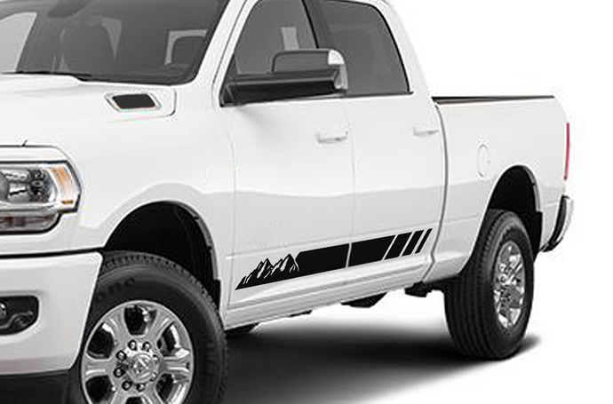 Mountain Stripes Graphics Kit Vinyl Decal Compatible with Dodge Ram Crew Cab 3500 Bed 6'4”