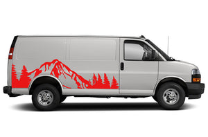 Mountain & Trees Graphics Vinyl Decals Compatible with Chevrolet Express