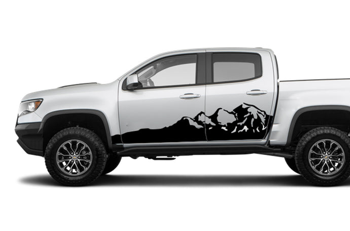 Mountains Side Graphics Vinyl Decals Compatible with Chevrolet Colorado Crew Cab