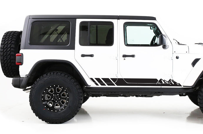Mountains Stripes decals for Jeep JL Wrangler, side stickers