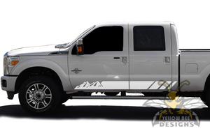 Mountains Stripes Graphics Vinyl Decals Compatible with Ford F350 Crew Cab