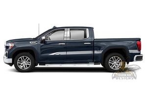 Old School Side Stripes Graphics Vinyl Decals Compatible with GMC Sierra Crew Cab