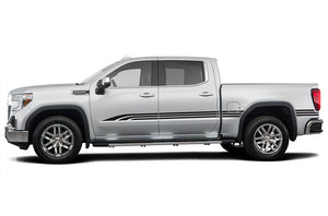 Old School Side Stripes Graphics Vinyl Decals Compatible with GMC Sierra Crew Cab
