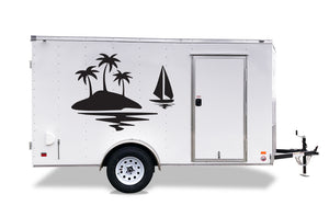 Palm Trees & Sailing Decals, Graphics For RV, Trailer, Camper