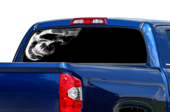 Perforated Black Skull Rear Window Decal Compatible with Toyota Tundra