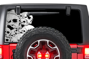 Perforated Black Skulls Rear Window Decal Compatible with JK Wrangler