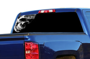 Perforated Black Skulls Rear Window Decal Compatible with with Chevrolet Silverado