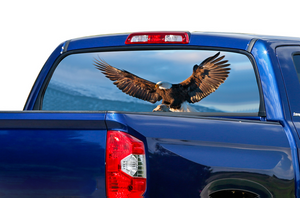 Perforated Blue Eagle Rear Window Decal Compatible with Toyota Tundra