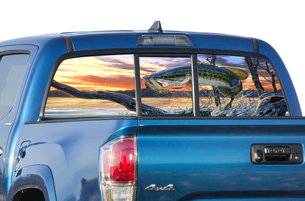 Perforated Fishing Rear Window Decal Compatible with Toyota Tundra