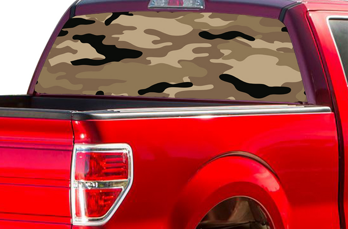 Ford Perforated Graphics Brown Army Rear Window Compatible with F150