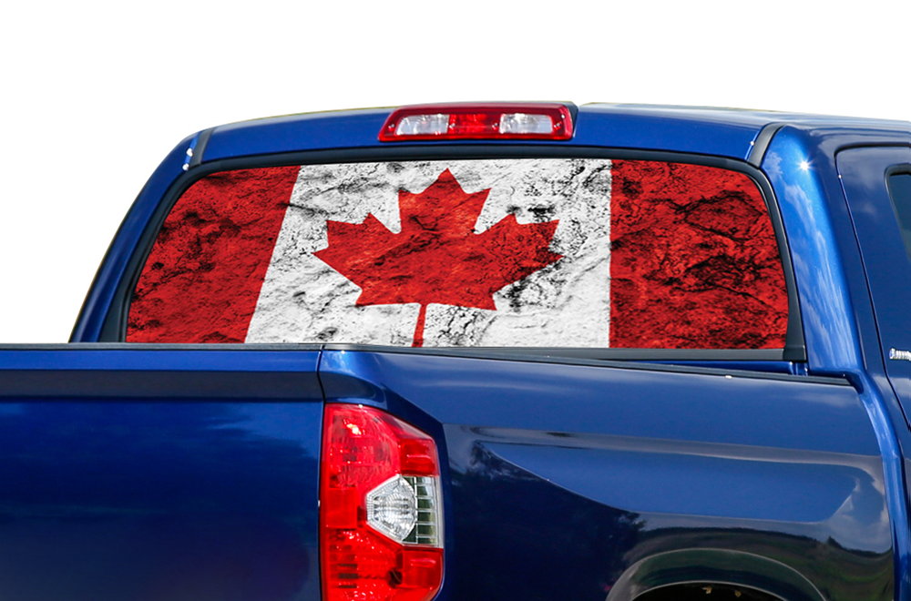 Perforated Canada Flag Rear Window Decal Compatible with Toyota Tundra