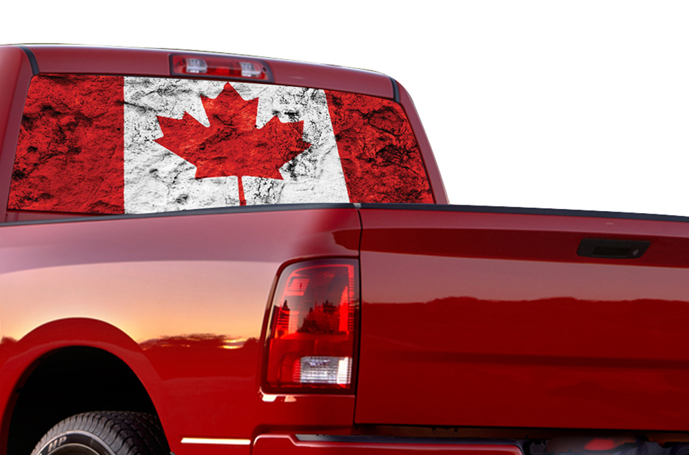 Perforated Canada Flag Rear Window Decal Compatible with Dodge Ram 1500, 2500, 3500
