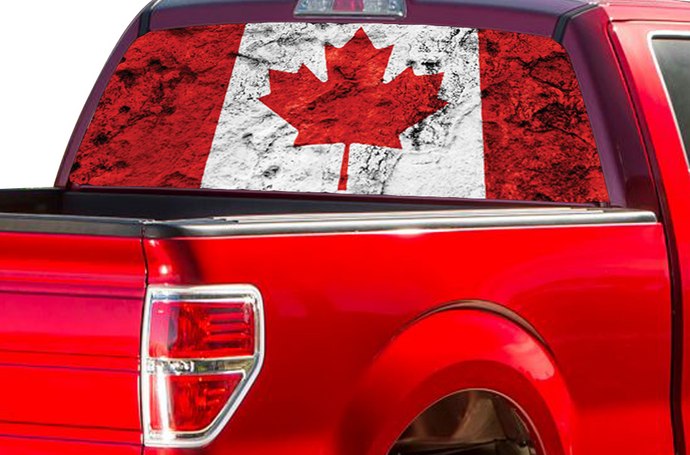 F150 Perforated Decals Canada Flag Rear Window Compatible with F150