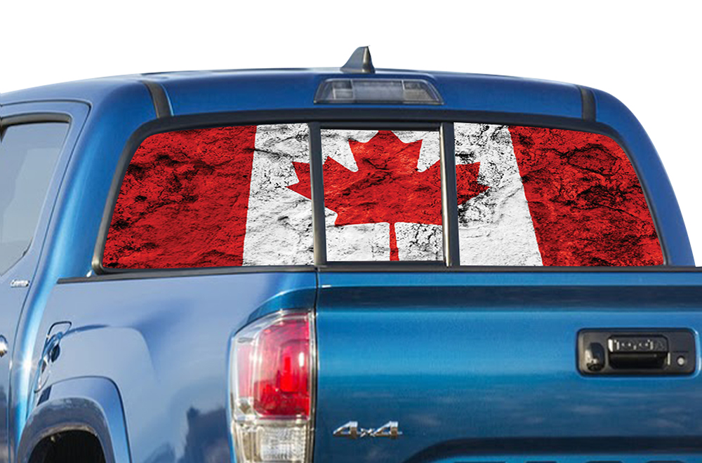 Perforated Canada Flag Rear Window Decal Compatible with Toyota Tacoma