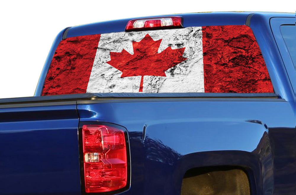 Perforated Canada Flag Rear Window Decal Compatible with with Chevrolet Silverado