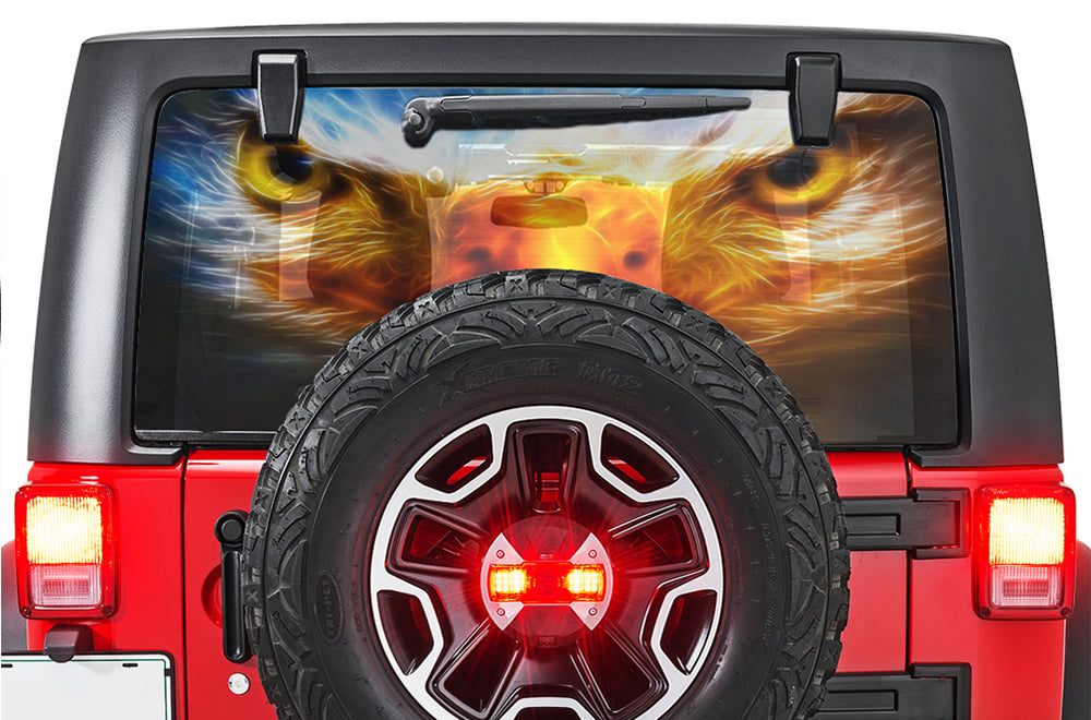 Perforated Eagle Eyes Rear Window Decal Compatible with JK Wrangler