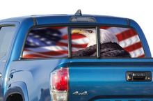 Load image into Gallery viewer, Perforated Eagle Flag USA Rear Window Decal Compatible with Toyota Tacoma