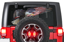 Load image into Gallery viewer, Perforated Eagle USA Flag Rear Window Decal Compatible with JK Wrangler