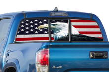 Load image into Gallery viewer, Perforated Eagle USA Flag Rear Window Decal Compatible with Toyota Tacoma