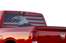 Load image into Gallery viewer, Perforated Eagle USA Flag Rear Window Decal Compatible with Dodge Ram 1500, 2500, 3500