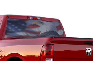 Perforated Eagle USA Rear Window Decal Compatible with Dodge Ram 1500, 2500, 3500
